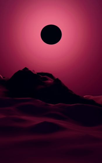 eclipse, red, landscape Wallpaper 1600x2560