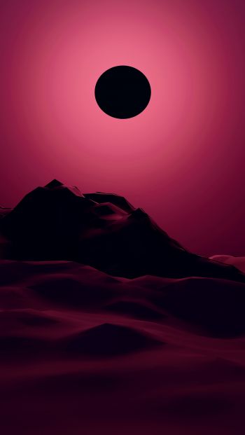 eclipse, red, landscape Wallpaper 640x1136