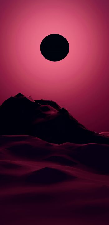 eclipse, red, landscape Wallpaper 1440x2960