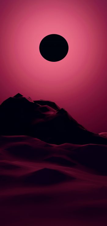 eclipse, red, landscape Wallpaper 1440x3040