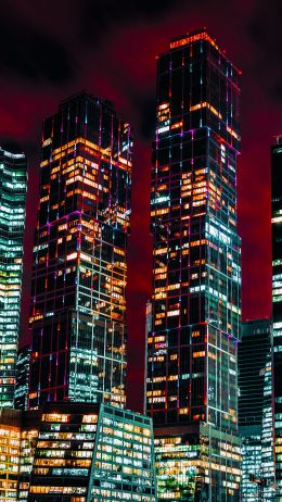 Обои 720x1280 Москва-Сити, небоскребы, ночь