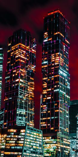 Moscow City, skyscrapers, night Wallpaper 720x1440