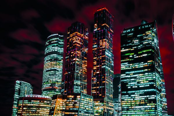 Moscow City, skyscrapers, night Wallpaper 6000x4000