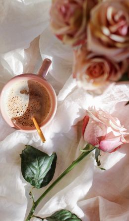coffee cup, aesthetic pink Wallpaper 600x1024
