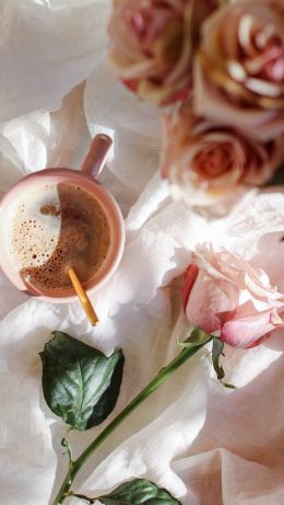 coffee cup, aesthetic pink Wallpaper 640x1136