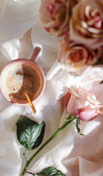 coffee cup, aesthetic pink Wallpaper 600x1024