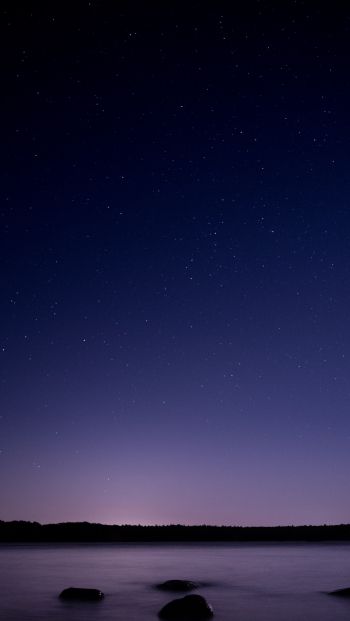 Обои 640x1136 звездное небо, ночь, фиолетовый