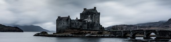 Eilen Donan Castle, dark Wallpaper 1590x400