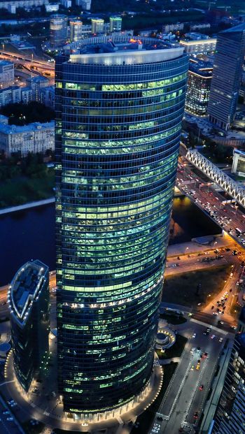 Обои 640x1136 Москва-Сити, небоскребы, город