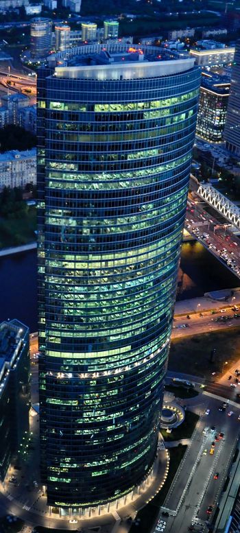 Обои 1080x2400 Москва-Сити, небоскребы, город