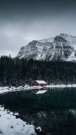 lake house, snow, winter Wallpaper 2813x5000