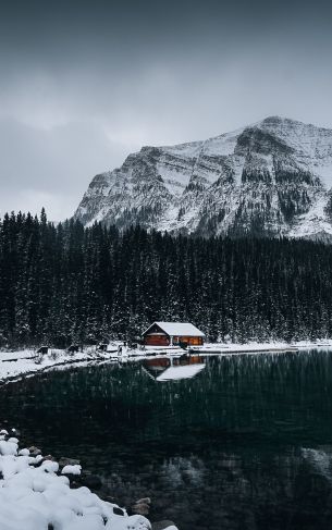 lake house, snow, winter Wallpaper 1752x2800