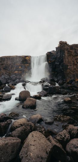 Обои 1080x2220 Исландия, водопад, камни