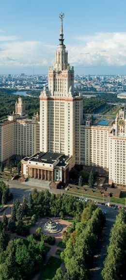 Moscow State University, Stalin skyscraper, Moscow Wallpaper 1440x3200