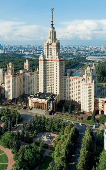 Обои 1600x2560 МГУ, Сталинская высотка, Москва