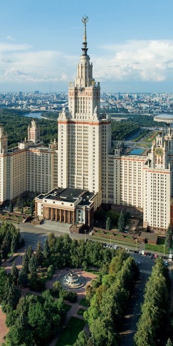 Moscow State University, Stalin skyscraper, Moscow Wallpaper 720x1440