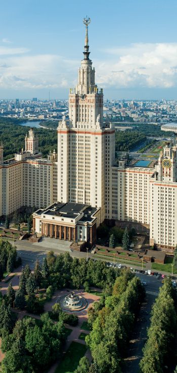 Moscow State University, Stalin skyscraper, Moscow Wallpaper 1440x3040