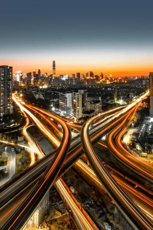 bird's eye view, night city Wallpaper 640x960