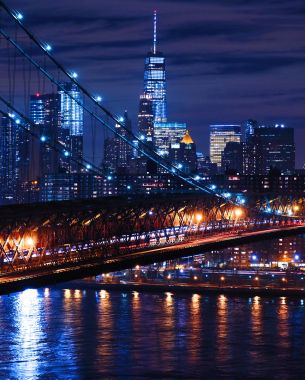 Brooklyn Bridge, New York, night city Wallpaper 3160x3941