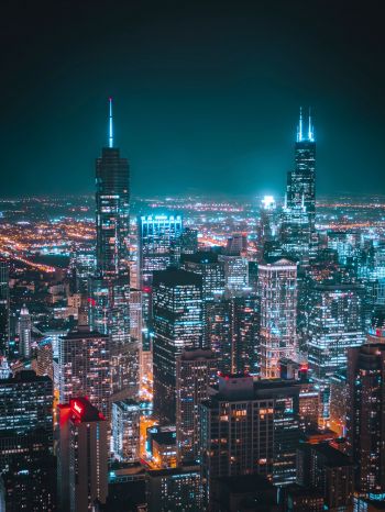 Chicago, USA, night city Wallpaper 1620x2160