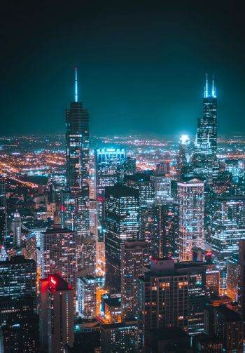 Chicago, USA, night city Wallpaper 1640x2360