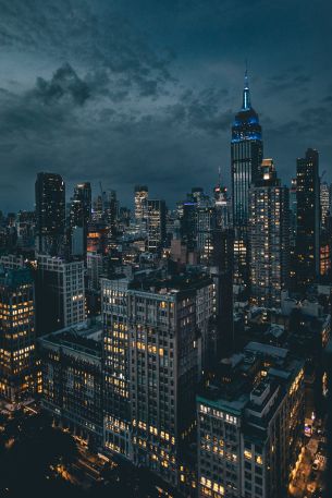 New York, USA, night city Wallpaper 640x960