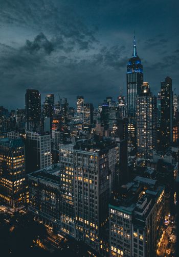 New York, USA, night city Wallpaper 1640x2360