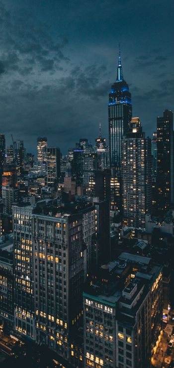 New York, USA, night city Wallpaper 1440x3040
