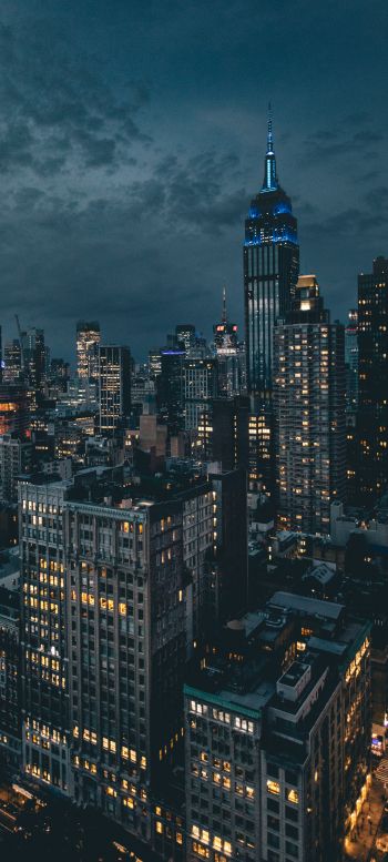New York, USA, night city Wallpaper 1080x2400