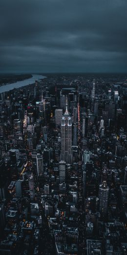 Обои 720x1440 Нью-Йорк, вид с высоты птичьего полета, ночной город