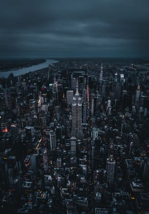 New York, bird's eye view, night city Wallpaper 1640x2360