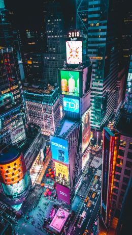 Times Square, New York, bird's eye view Wallpaper 640x1136