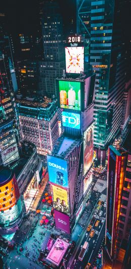 Times Square, New York, bird's eye view Wallpaper 1080x2220