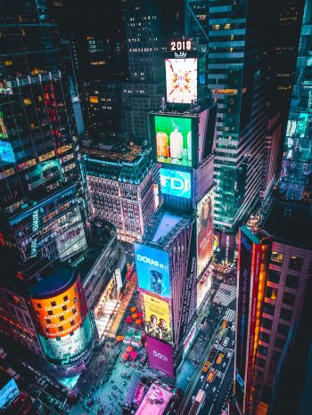 Times Square, New York, bird's eye view Wallpaper 1536x2048
