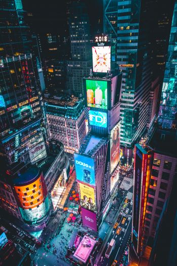 Times Square, New York, bird's eye view Wallpaper 640x960