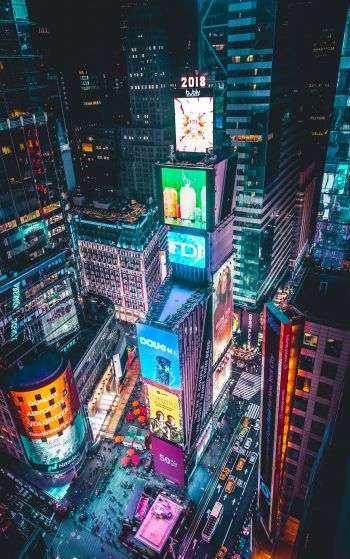Times Square, New York, bird's eye view Wallpaper 1752x2800