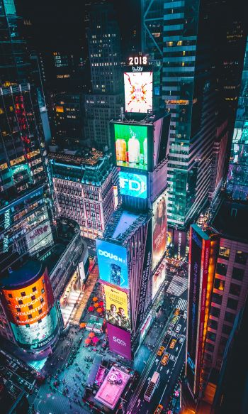 Times Square, New York, bird's eye view Wallpaper 1200x2000