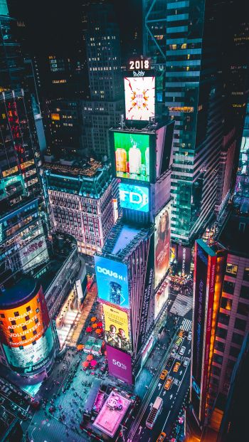 Times Square, New York, bird's eye view Wallpaper 640x1136