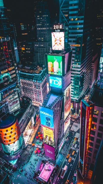 Times Square, New York, bird's eye view Wallpaper 720x1280