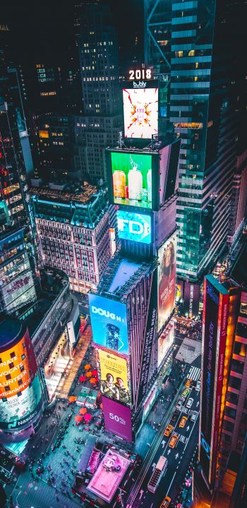 Times Square, New York, bird's eye view Wallpaper 1440x2960