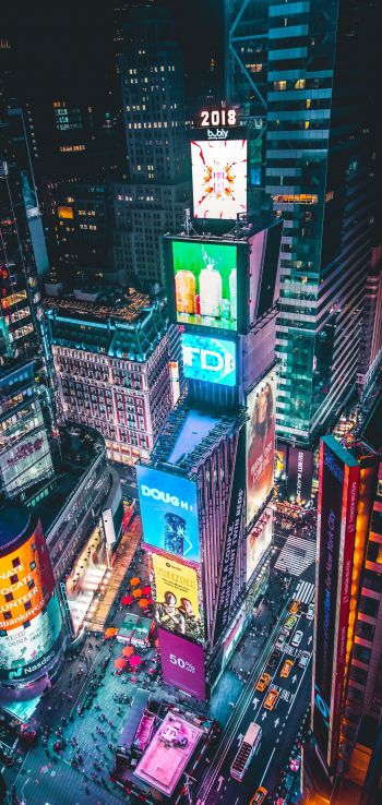 Times Square, New York, bird's eye view Wallpaper 720x1520
