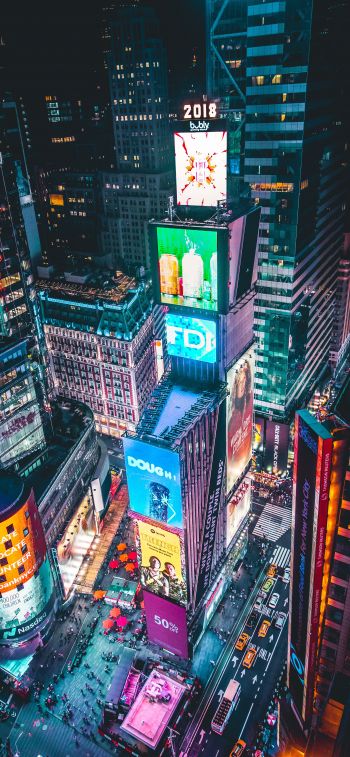 Times Square, New York, bird's eye view Wallpaper 828x1792