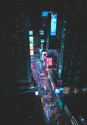 Times Square, night city, New York Wallpaper 1640x2360