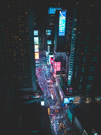 Times Square, night city, New York Wallpaper 1668x2224