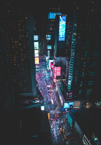 Times Square, night city, New York Wallpaper 1668x2388