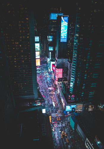 Times Square, night city, New York Wallpaper 1640x2360