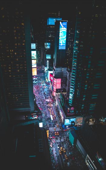 Times Square, night city, New York Wallpaper 1752x2800