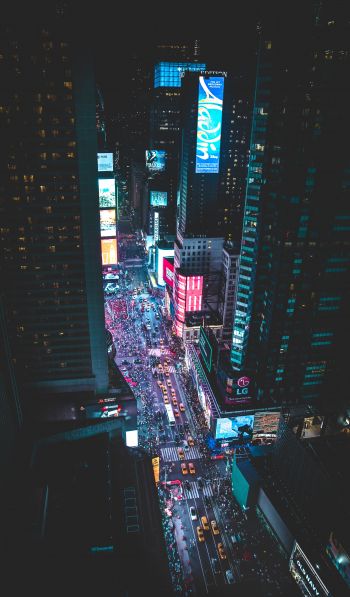Times Square, night city, New York Wallpaper 600x1024