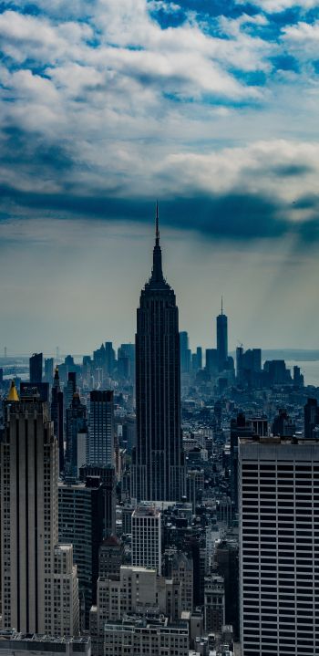 Empire State Building, New York, bird's eye view Wallpaper 1440x2960