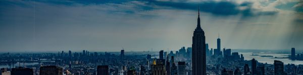 Empire State Building, New York, bird's eye view Wallpaper 1590x400